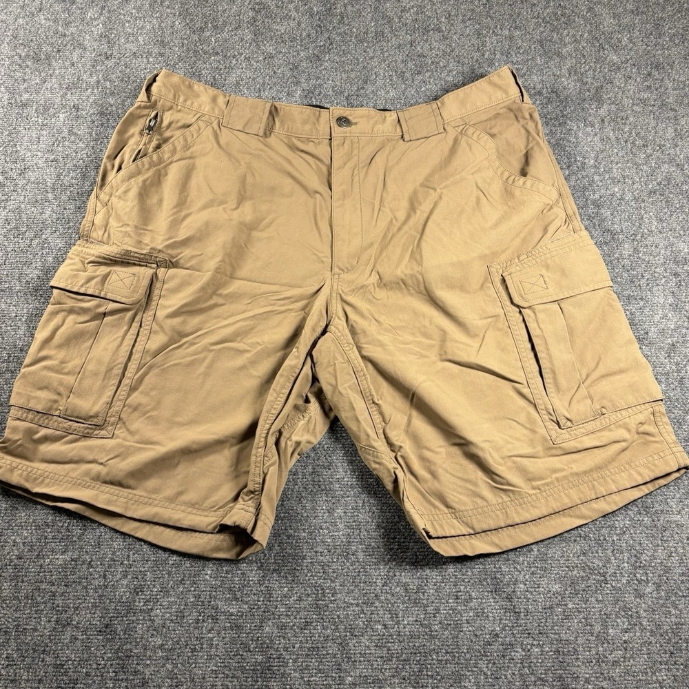 Duluth Trading Co Cargo Shorts Mens 2XL Tan Nylon Utility Hiking Quick Dry